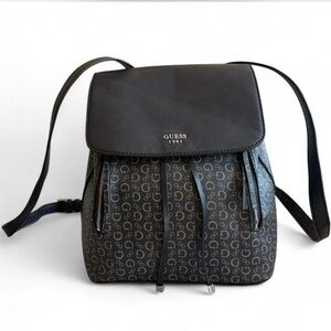 Guess Black and Tan Patterned Backpack